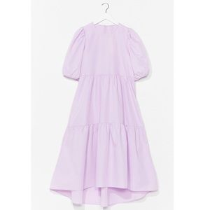 Nasty Gal Puff Sleeve Tiered Midi Babydoll Dress
